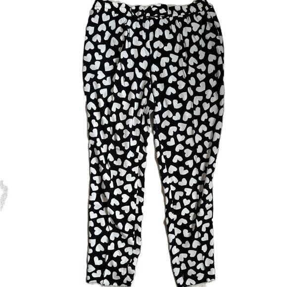 Pants - Chic Heart Patterned Trousers Sz Medium
